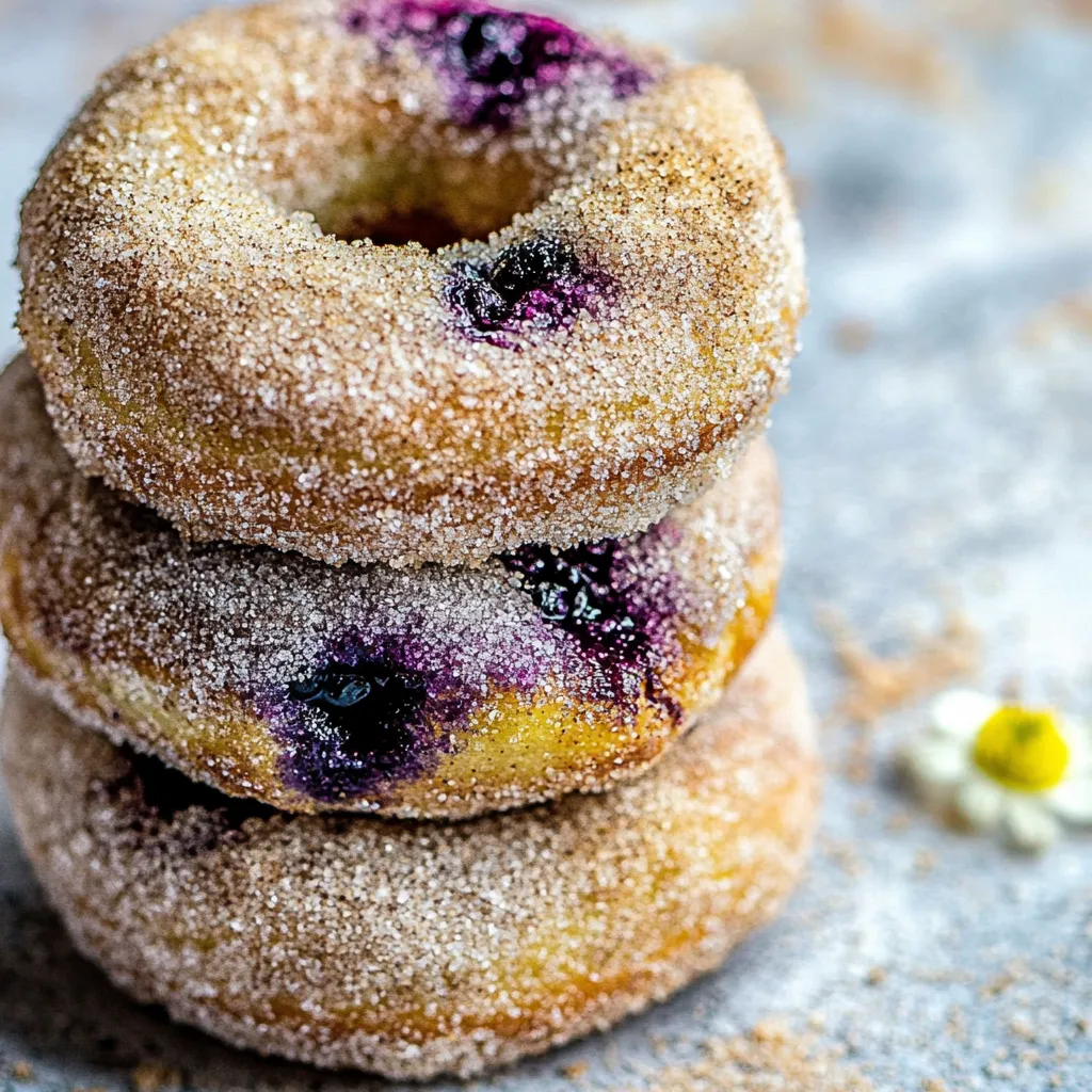 Baked Blueberry Cinnamon Sugar Doughnuts