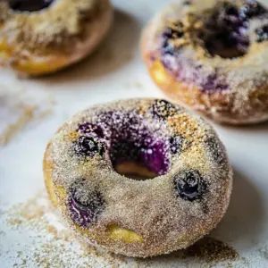 Baked Blueberry Cinnamon Sugar Doughnuts