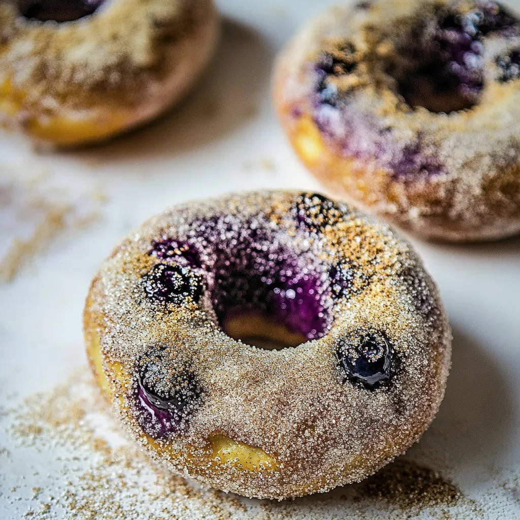Baked Blueberry Cinnamon Sugar Doughnuts