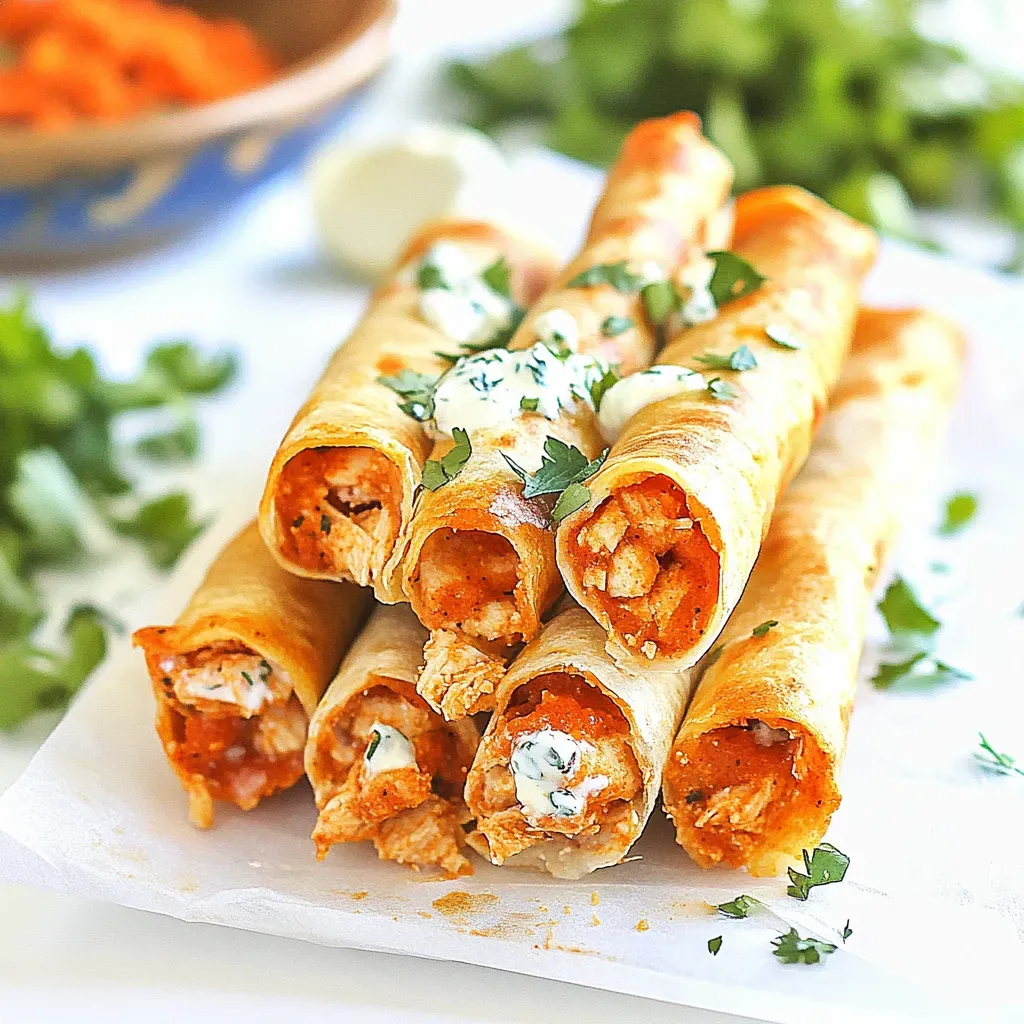 Baked Buffalo Ranch Chicken Taquitos
