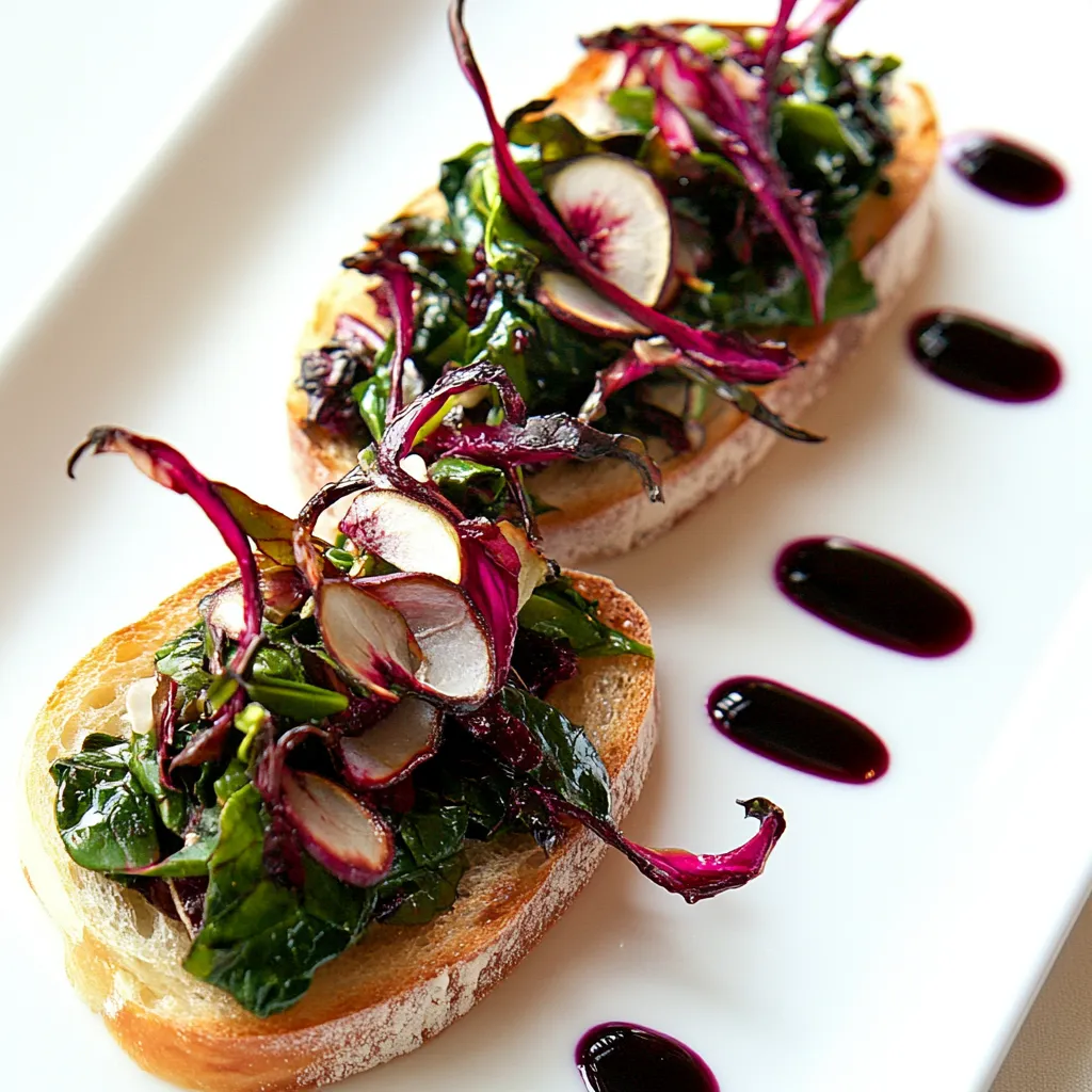 Beet Green Garlic Scape Bruschetta