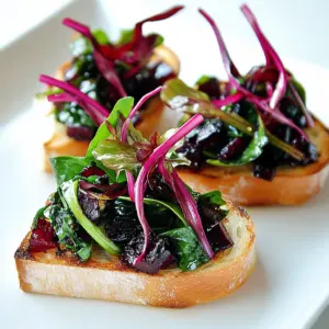 Beet Green Garlic Scape Bruschetta