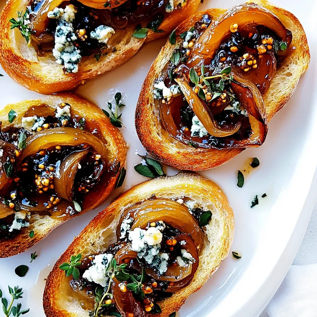 Caramelized Onion Crostini with Fig Jam Blue Cheese