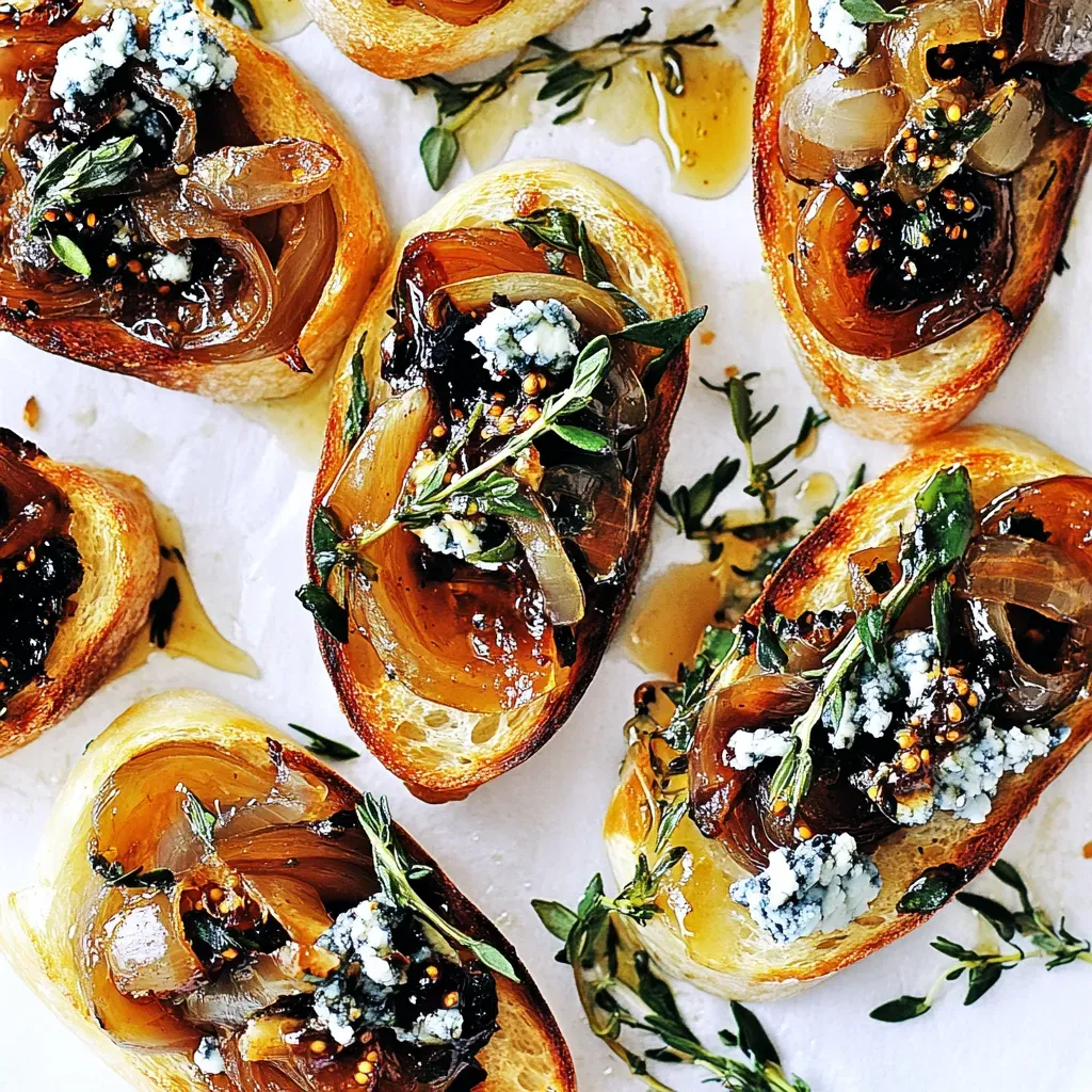 Caramelized Onion Crostini with Fig Jam Blue Cheese