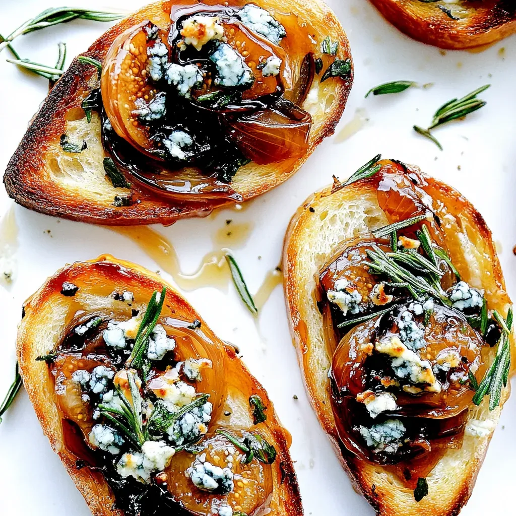 Caramelized Onion Crostini with Fig Jam Blue Cheese