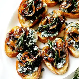 Caramelized Onion Crostini with Fig Jam Blue Cheese