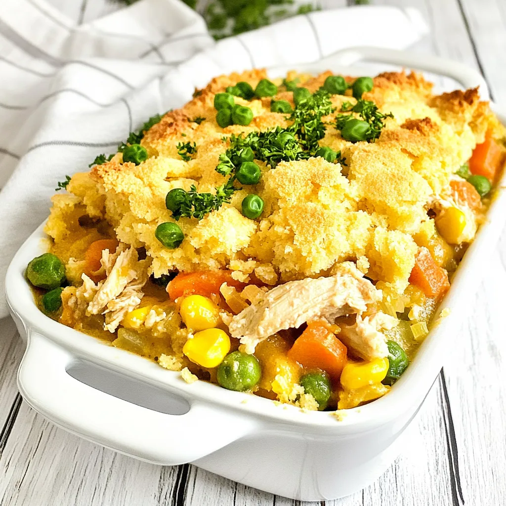 Chicken Pot Pie Cornbread Casserole