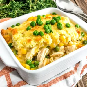 Chicken Pot Pie Cornbread Casserole