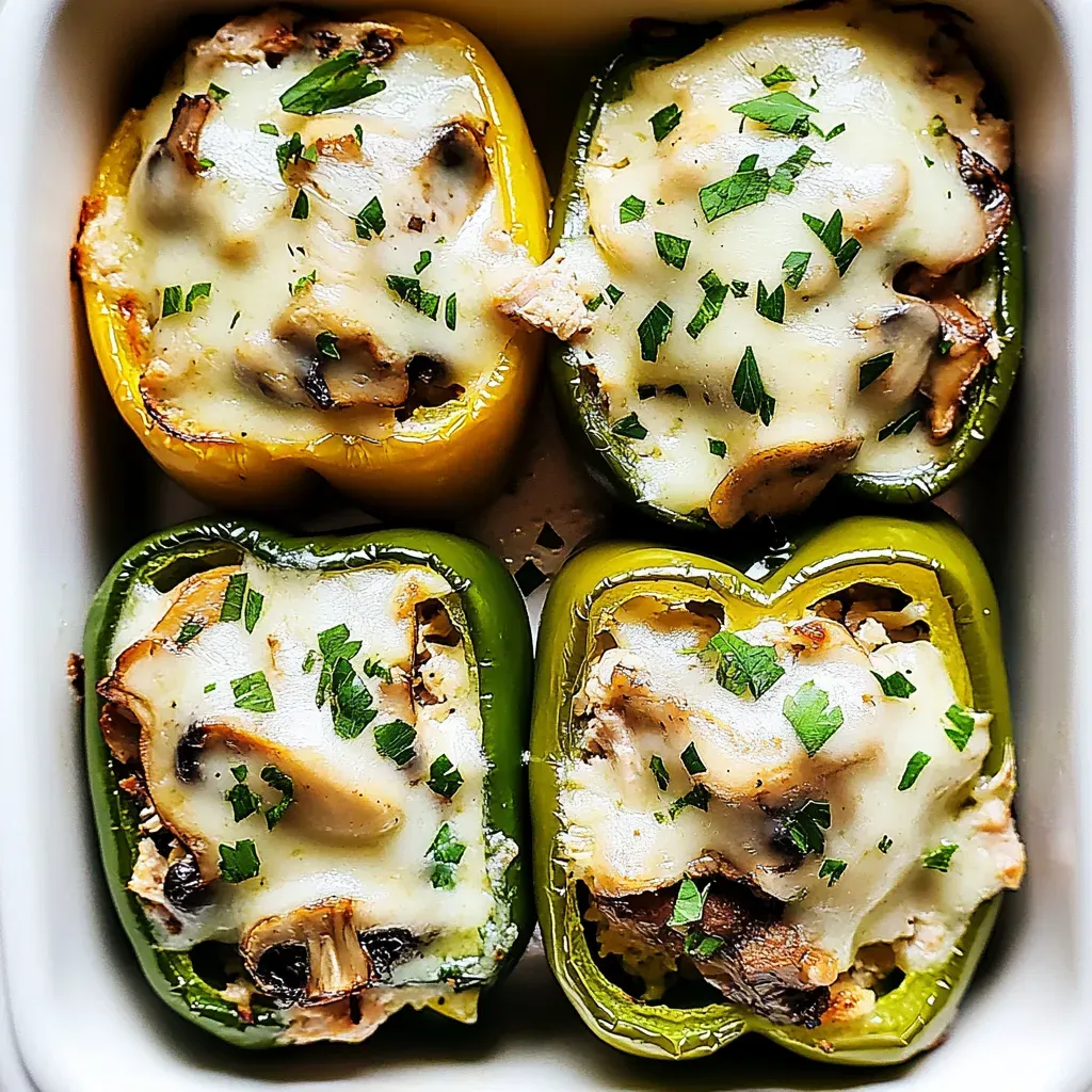Creamy Chicken and Mushroom Stuffed Bell Peppers