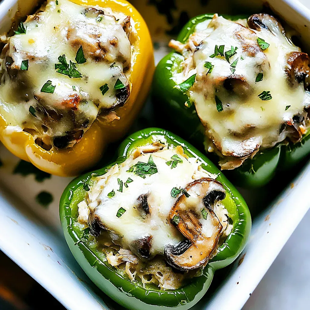 Creamy Chicken and Mushroom Stuffed Bell Peppers