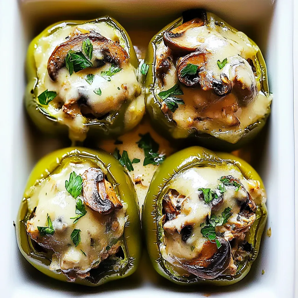 Creamy Chicken and Mushroom Stuffed Bell Peppers