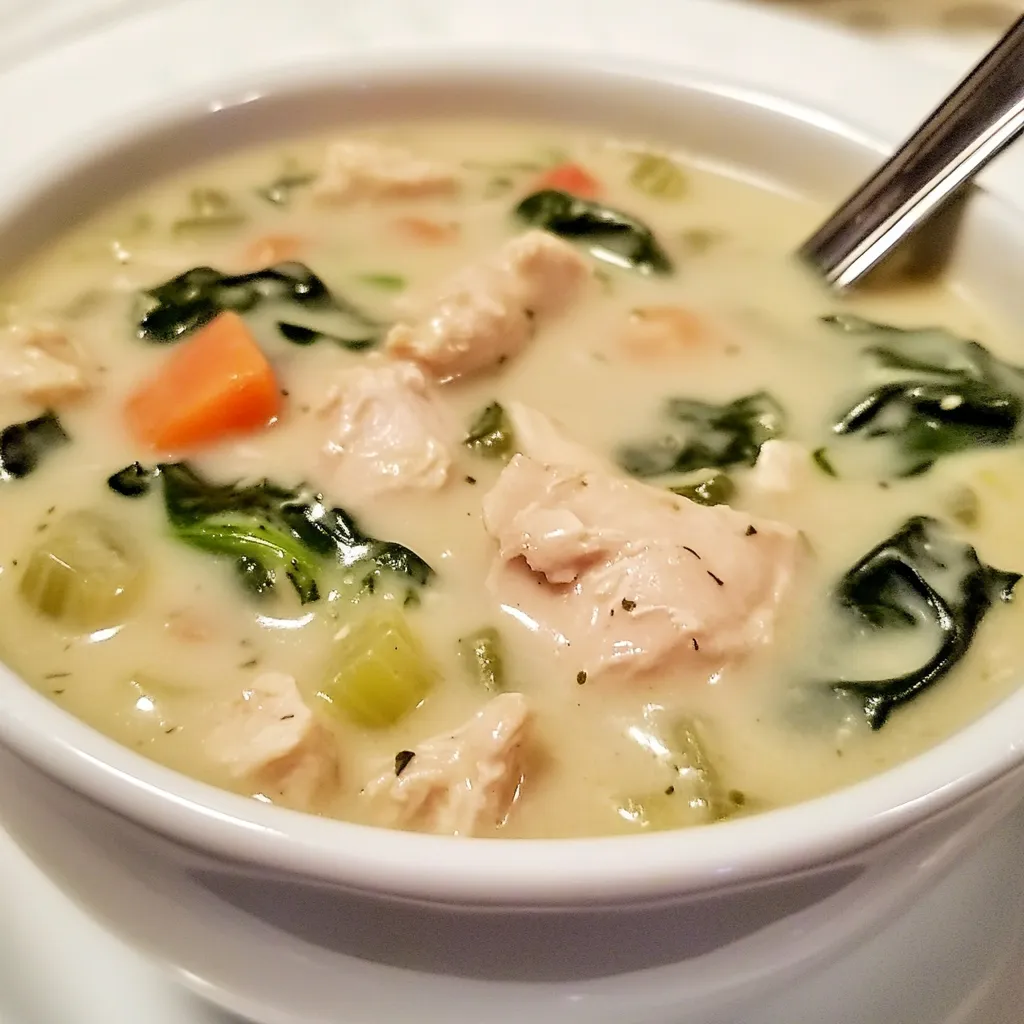 Crockpot Creamy Chicken Spinach Soup