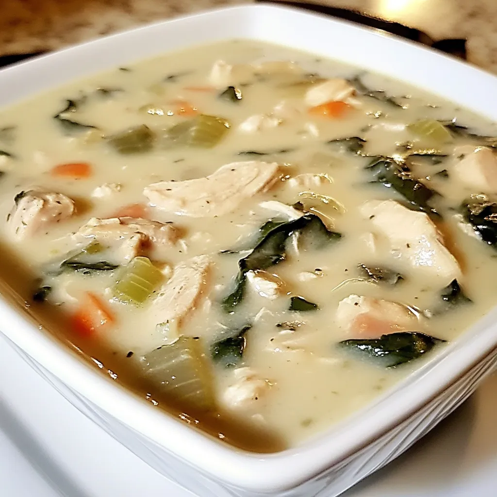 Crockpot Creamy Chicken Spinach Soup