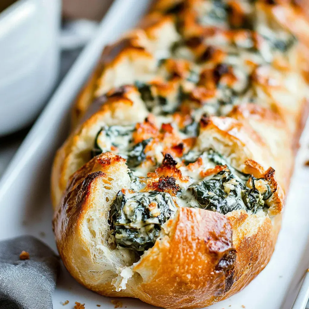 Easy Spinach Dip Stuffed French Bread