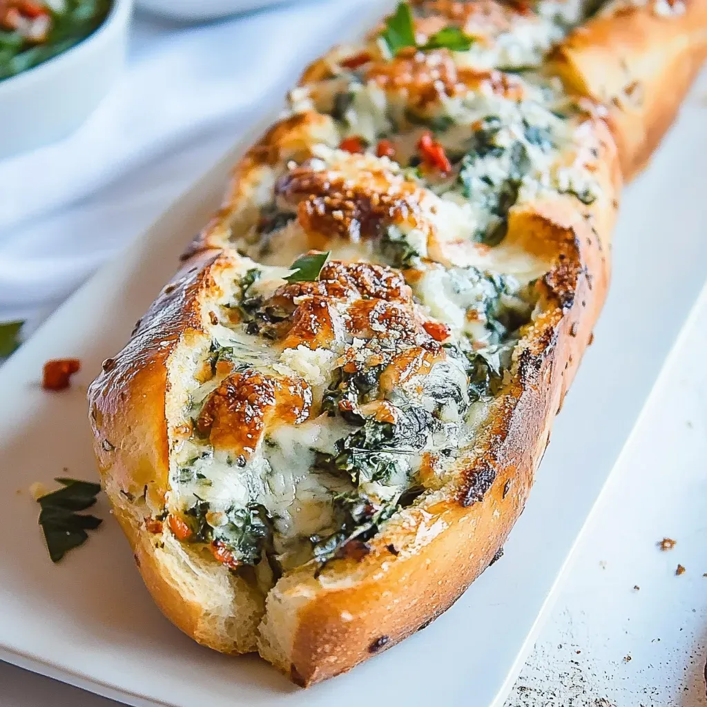 Easy Spinach Dip Stuffed French Bread
