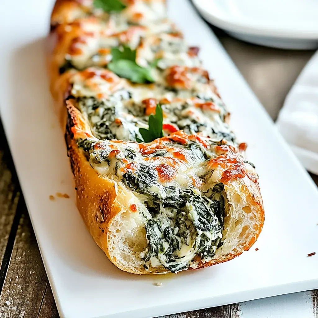 Easy Spinach Dip Stuffed French Bread