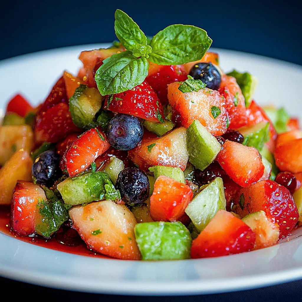 Fresh Summer Fruit Salad with Basil Syrup