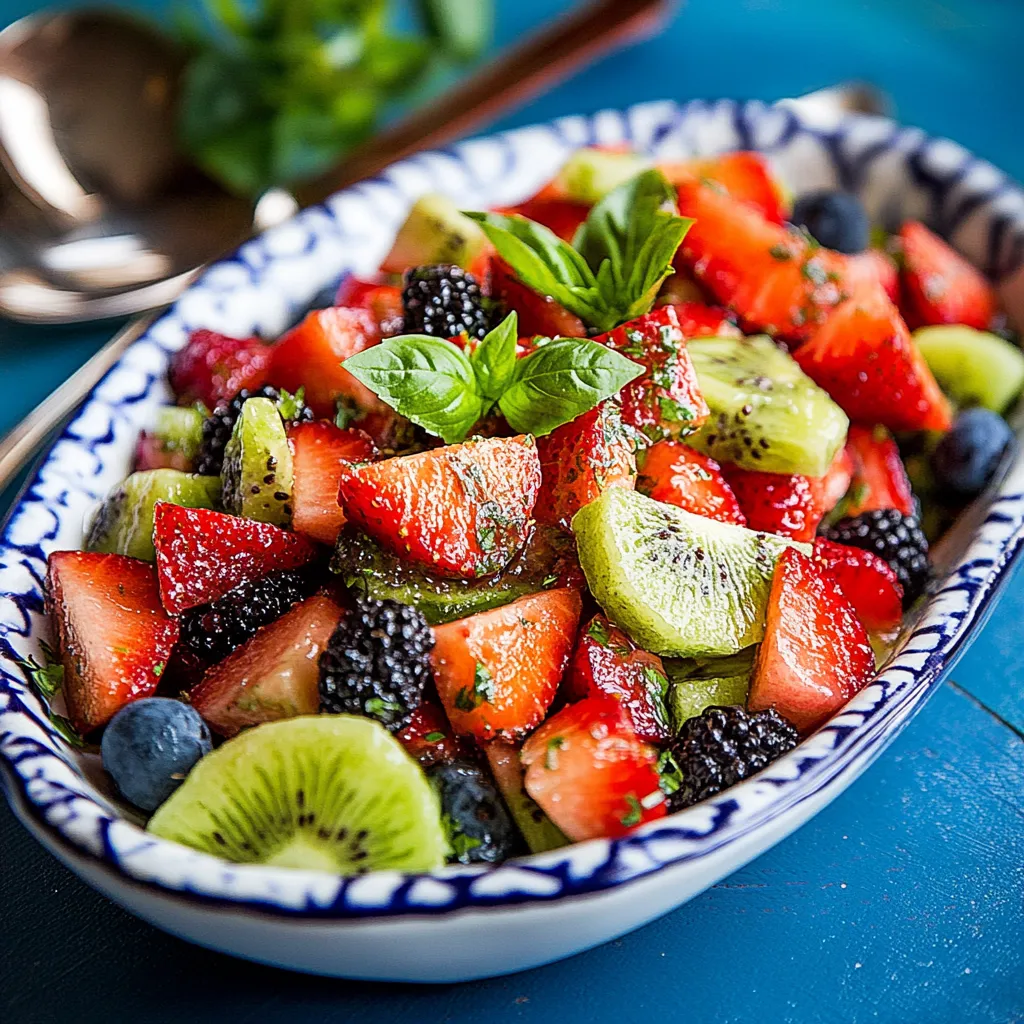 Fresh Summer Fruit Salad with Basil Syrup