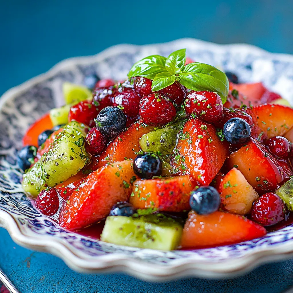 Fresh Summer Fruit Salad with Basil Syrup