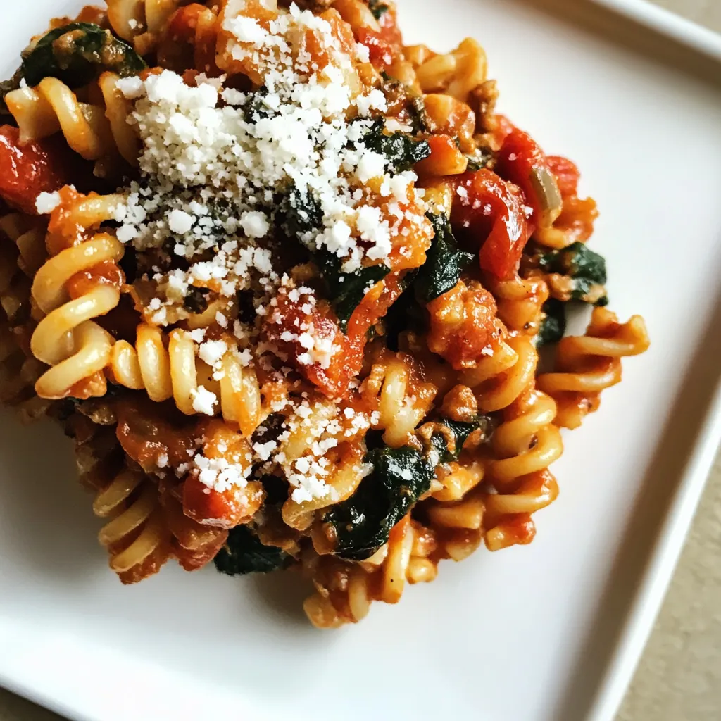 Macro Friendly Tomato Florentine Pasta