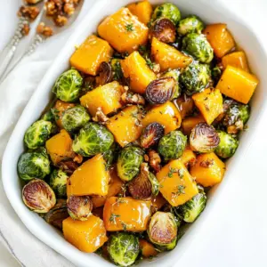 Maple Glazed Butternut Squash and Brussels Sprouts