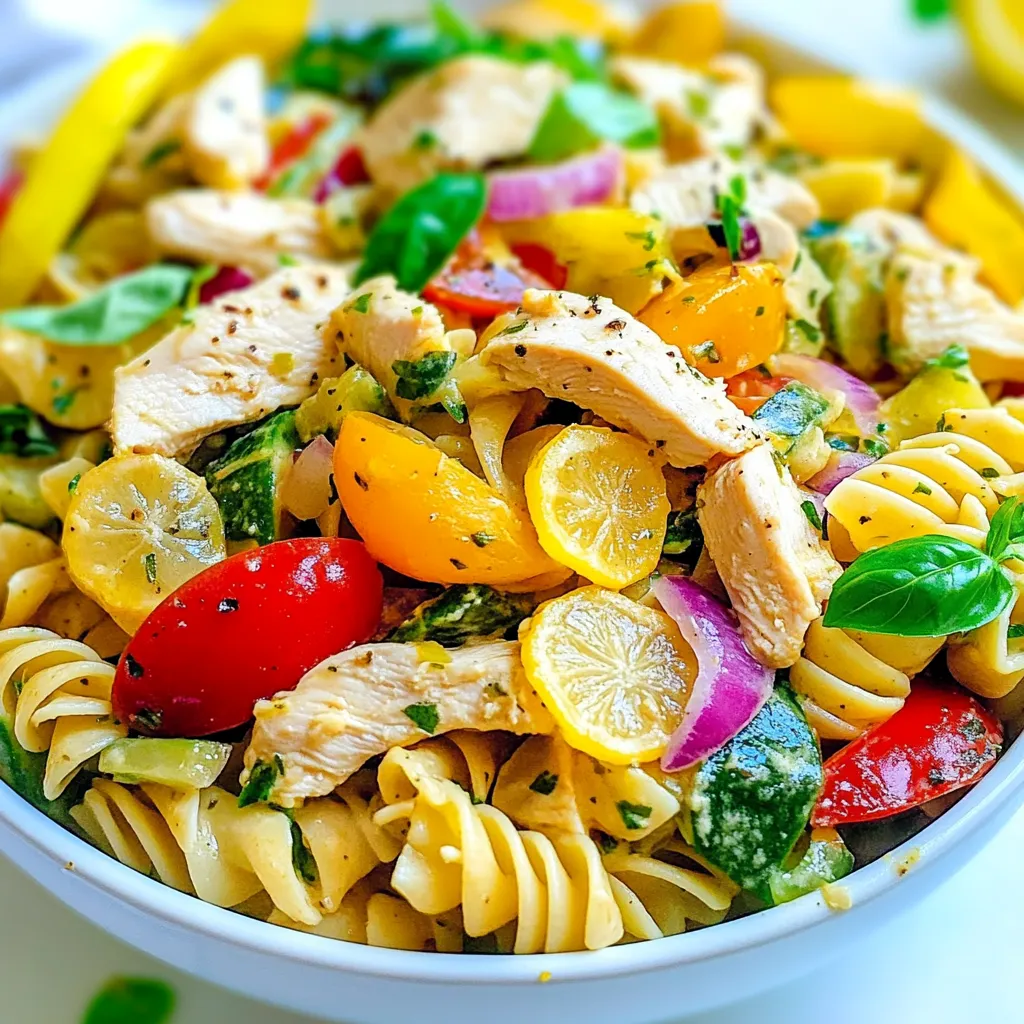 Mediterranean Lemon Chicken Pasta Salad