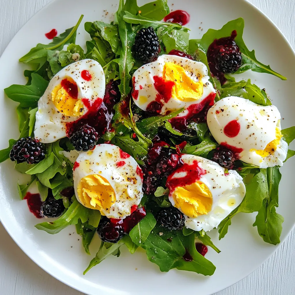 Mozzarella Poached Egg Salad with Blackberry Vinaigrette