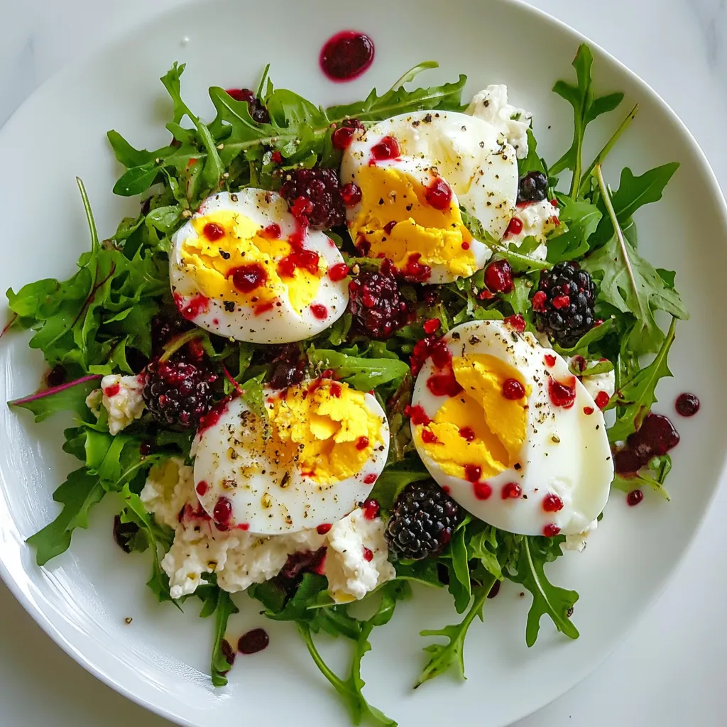 Mozzarella Poached Egg Salad with Blackberry Vinaigrette