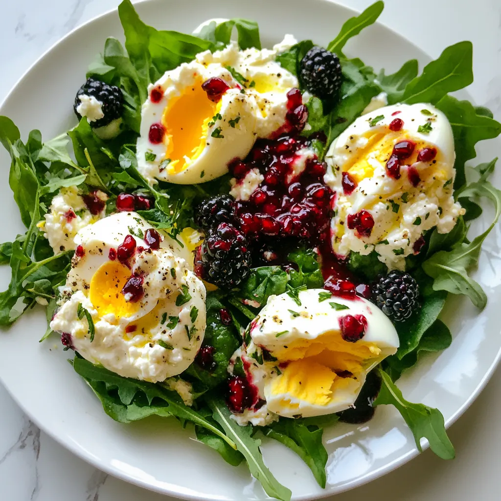 Mozzarella Poached Egg Salad with Blackberry Vinaigrette