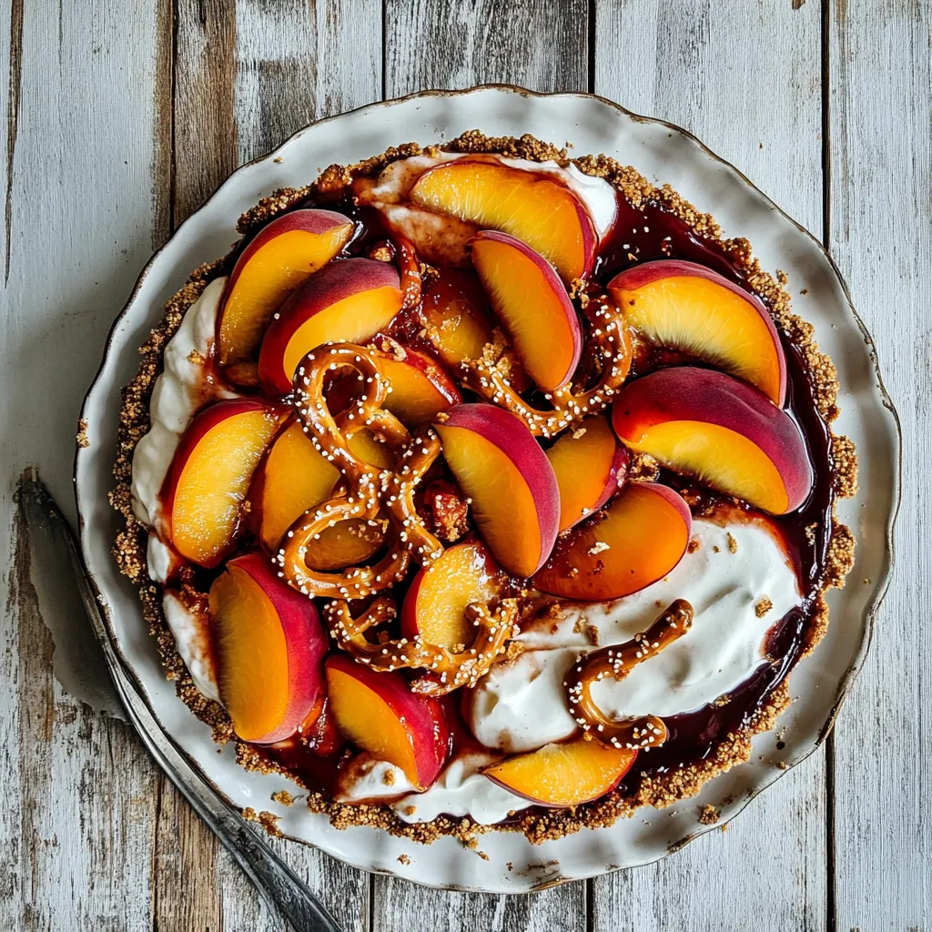Peaches and Cream Pretzel Pie