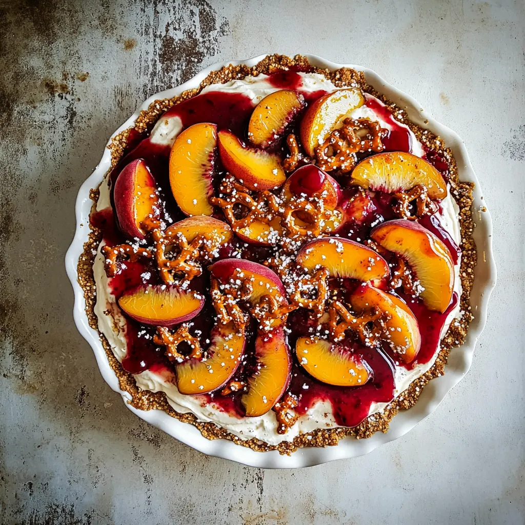 Peaches and Cream Pretzel Pie