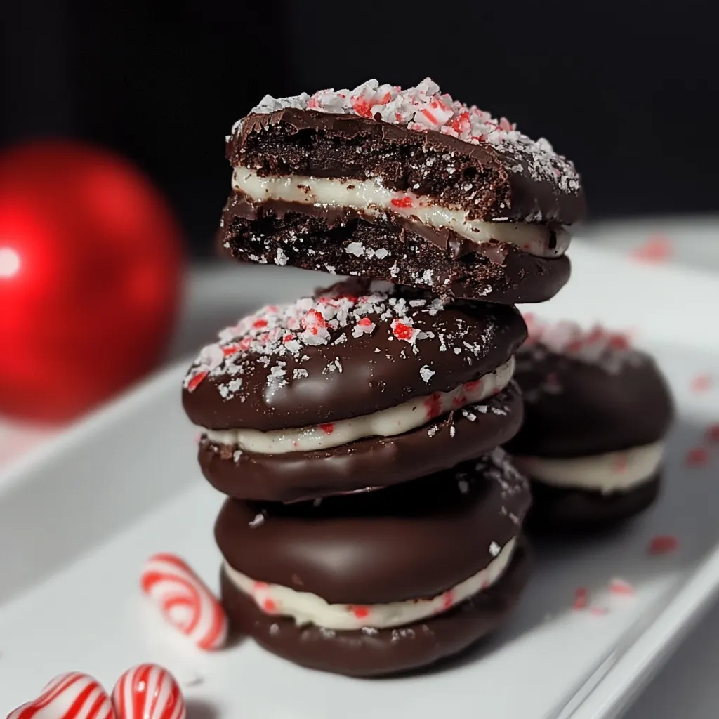 Peppermint Chocolate Sandwich Cookies