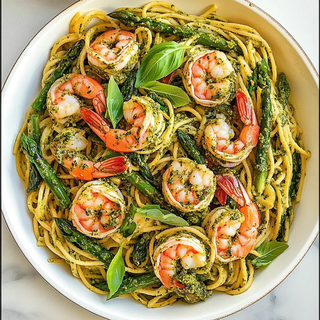Pesto Pasta with Shrimp and Asparagus