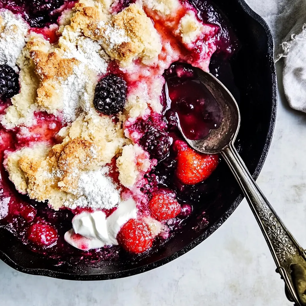 Skillet Mixed Berry Buttermilk Cobbler