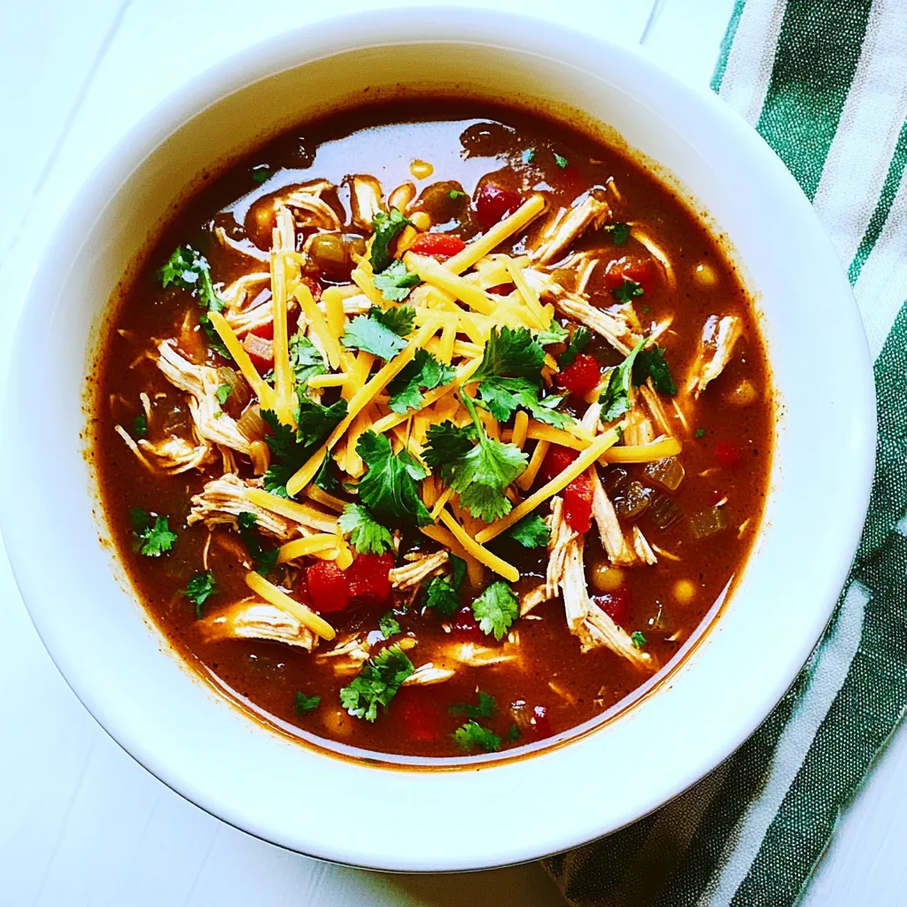 Slow Cooker Skinny Chicken Enchilada Soup
