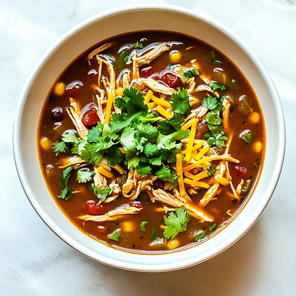 Slow Cooker Skinny Chicken Enchilada Soup