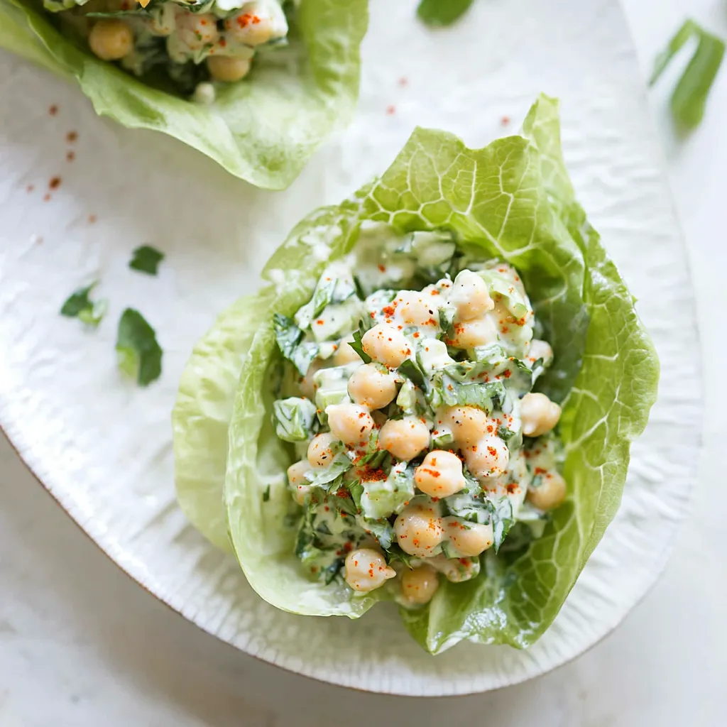 Smashed Chickpea Salad Lettuce Wraps