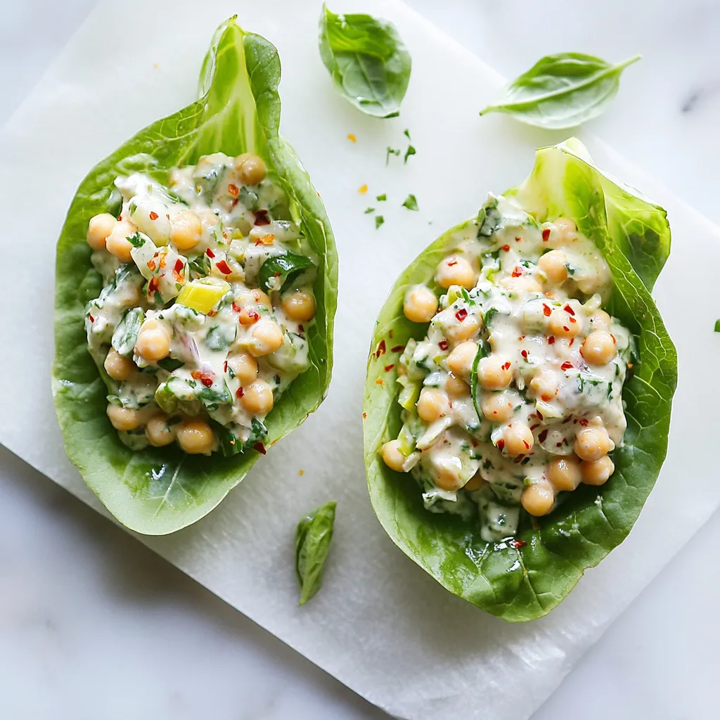 Smashed Chickpea Salad Lettuce Wraps