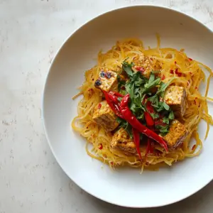 Spicy Peanut Tofu and Spaghetti Squash