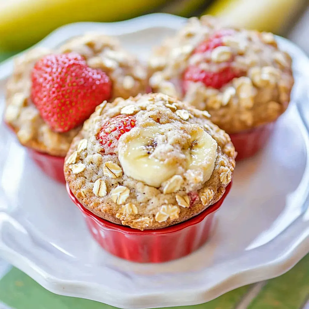 Strawberry Banana Oat Muffins