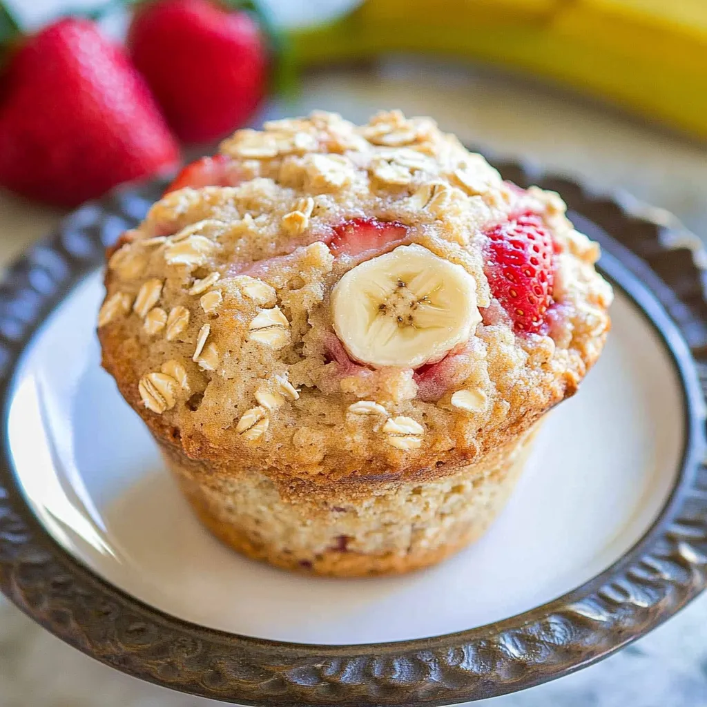 Strawberry Banana Oat Muffins