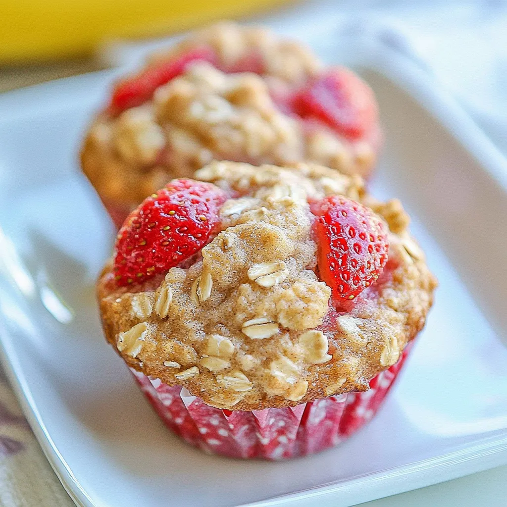 Strawberry Banana Oat Muffins
