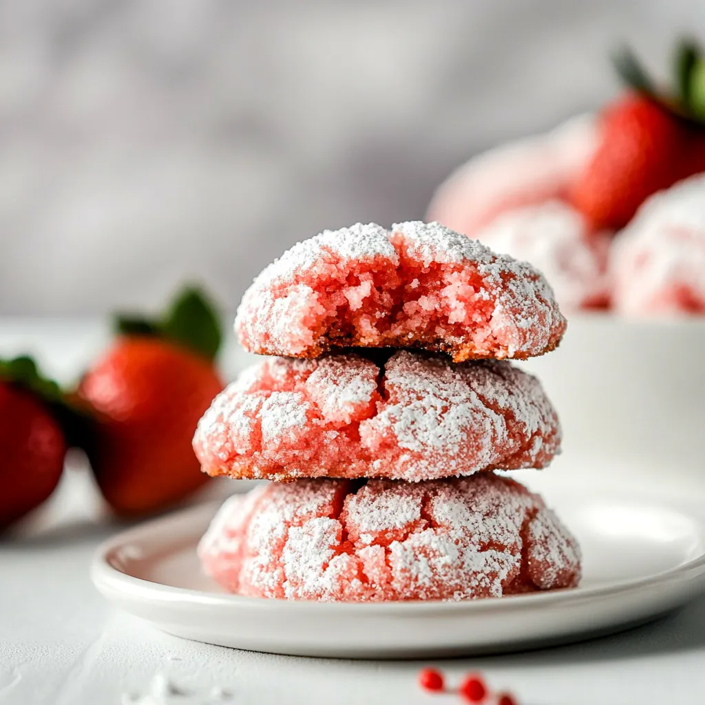 Strawberry Crinkle Cookies