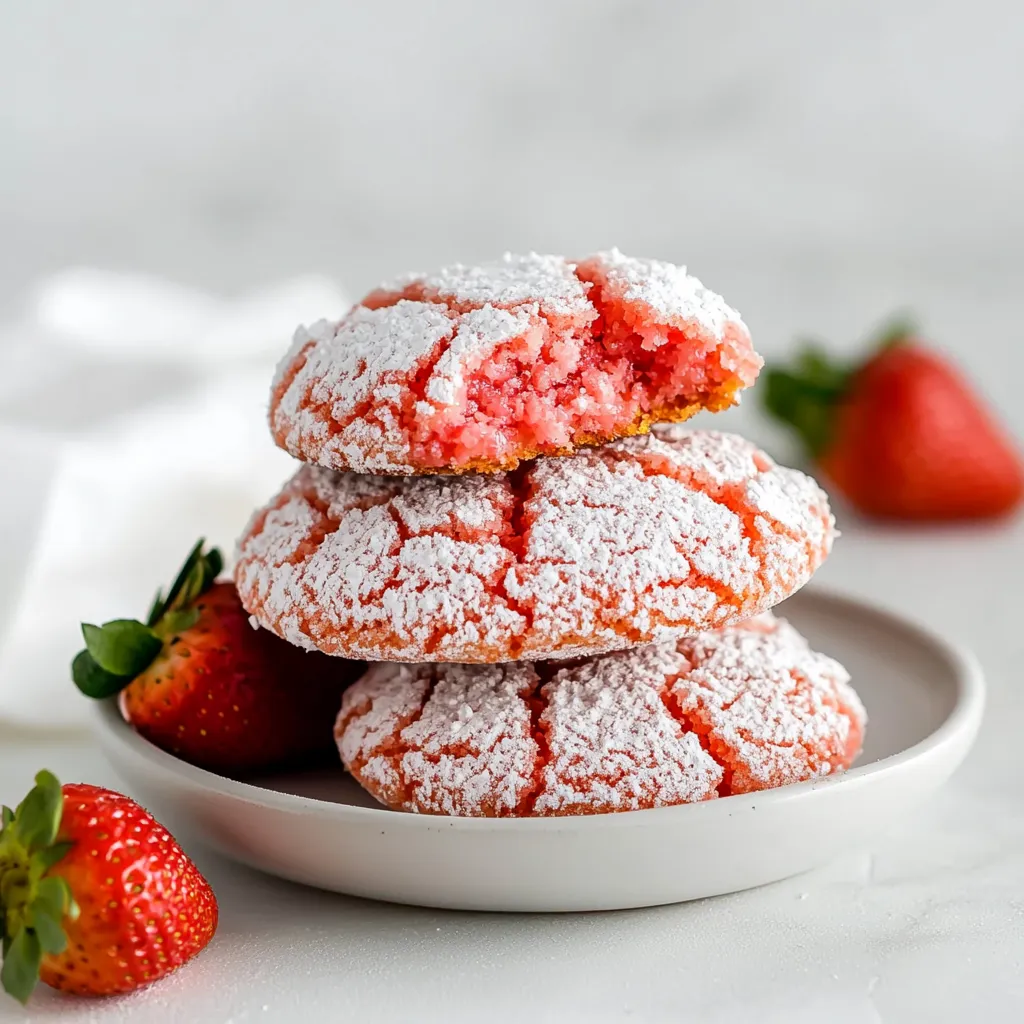 Strawberry Crinkle Cookies
