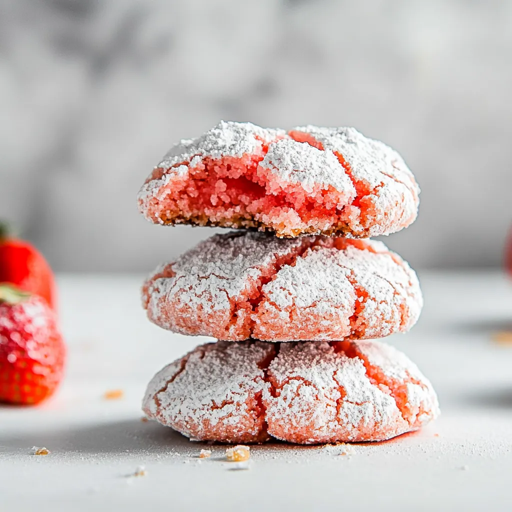 Strawberry Crinkle Cookies