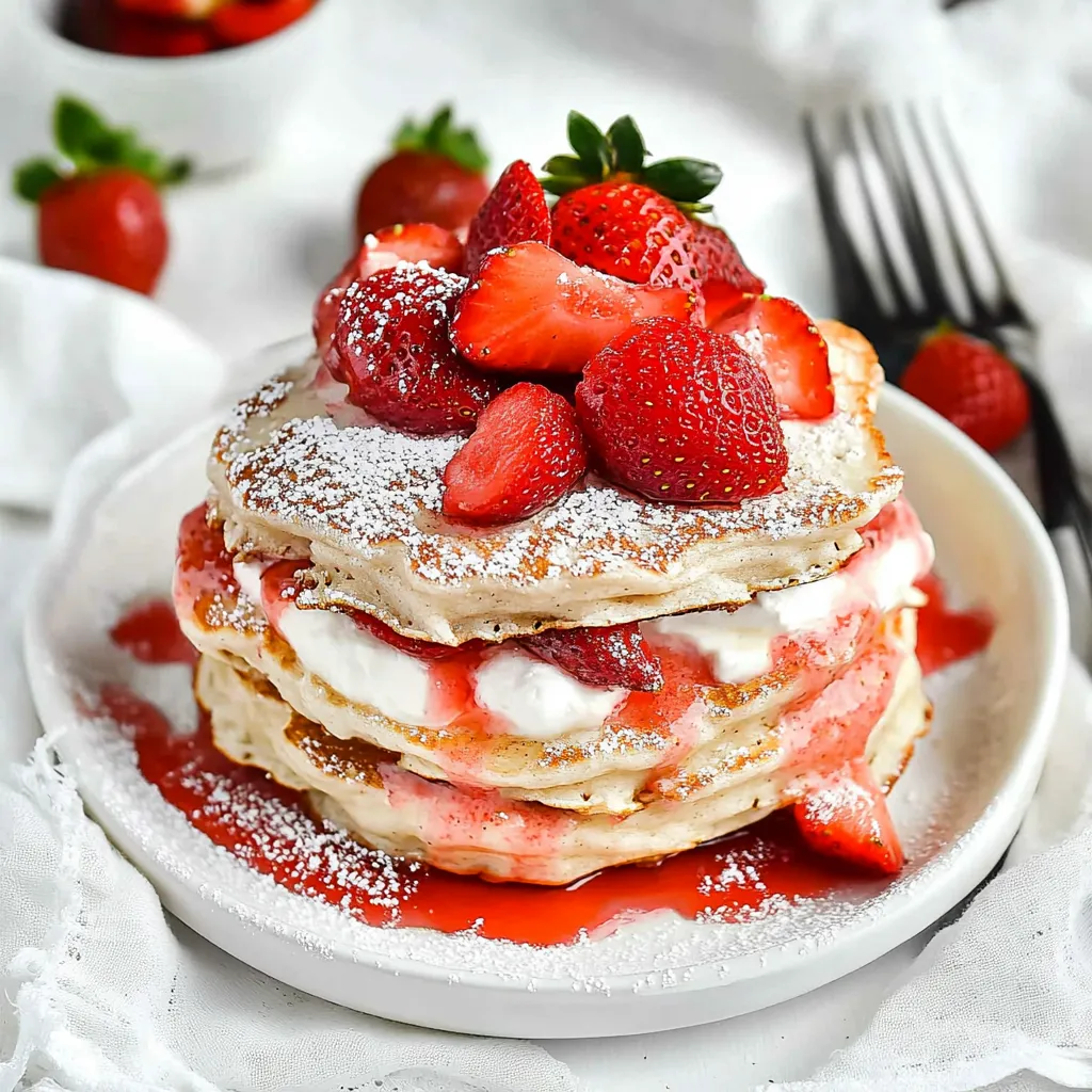 Strawberry Shortcake Greek Yogurt Pancakes