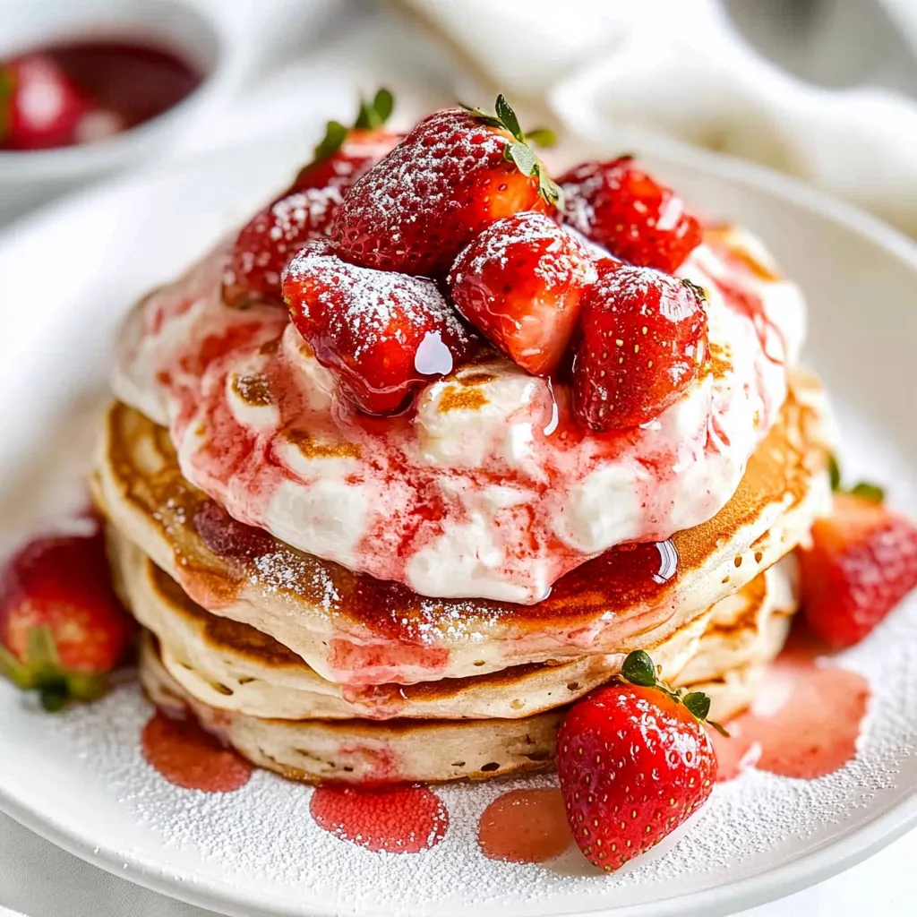 Strawberry Shortcake Greek Yogurt Pancakes