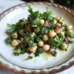 Israeli Chickpea Salad with Mustard Greens