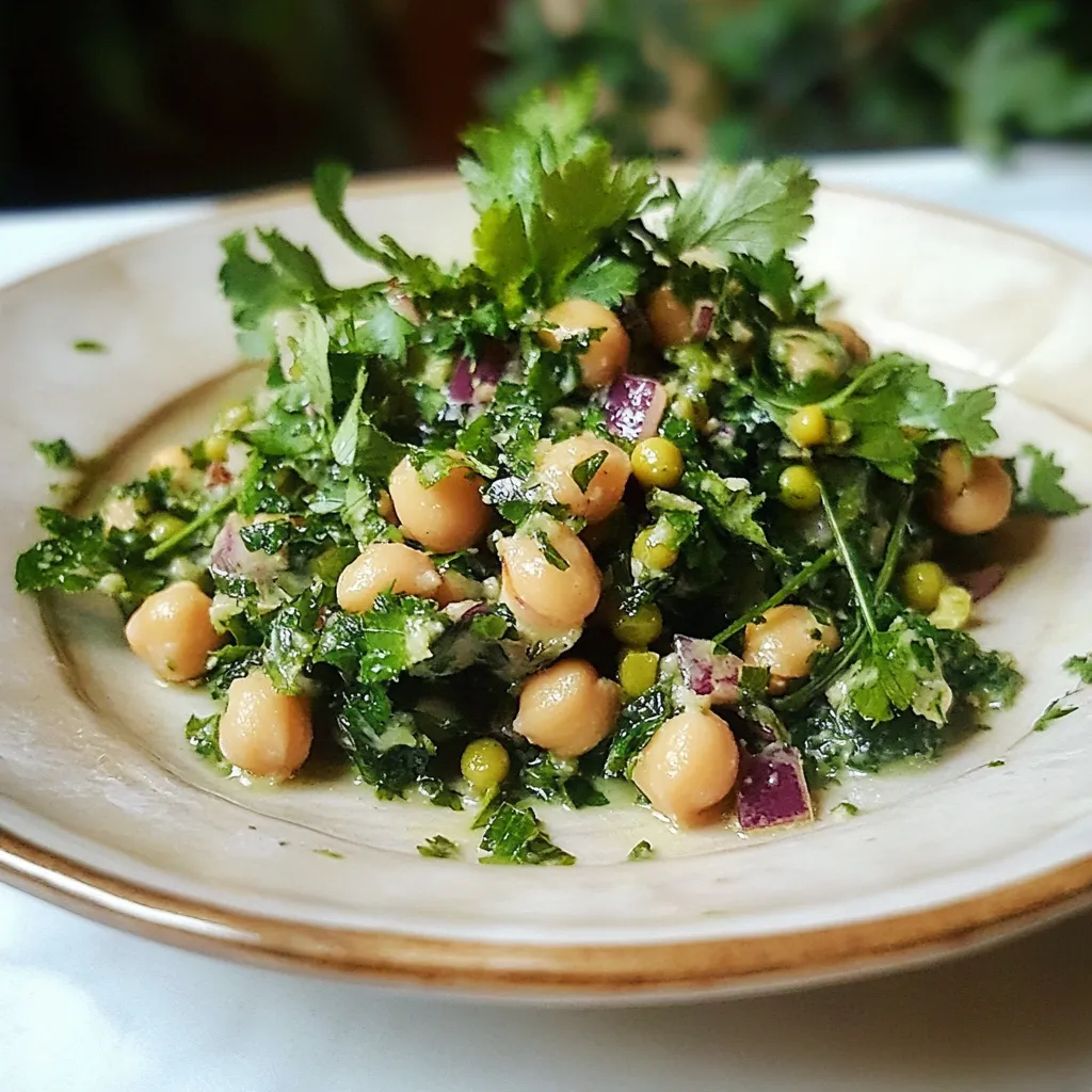 Israeli Chickpea Salad with Mustard Greens