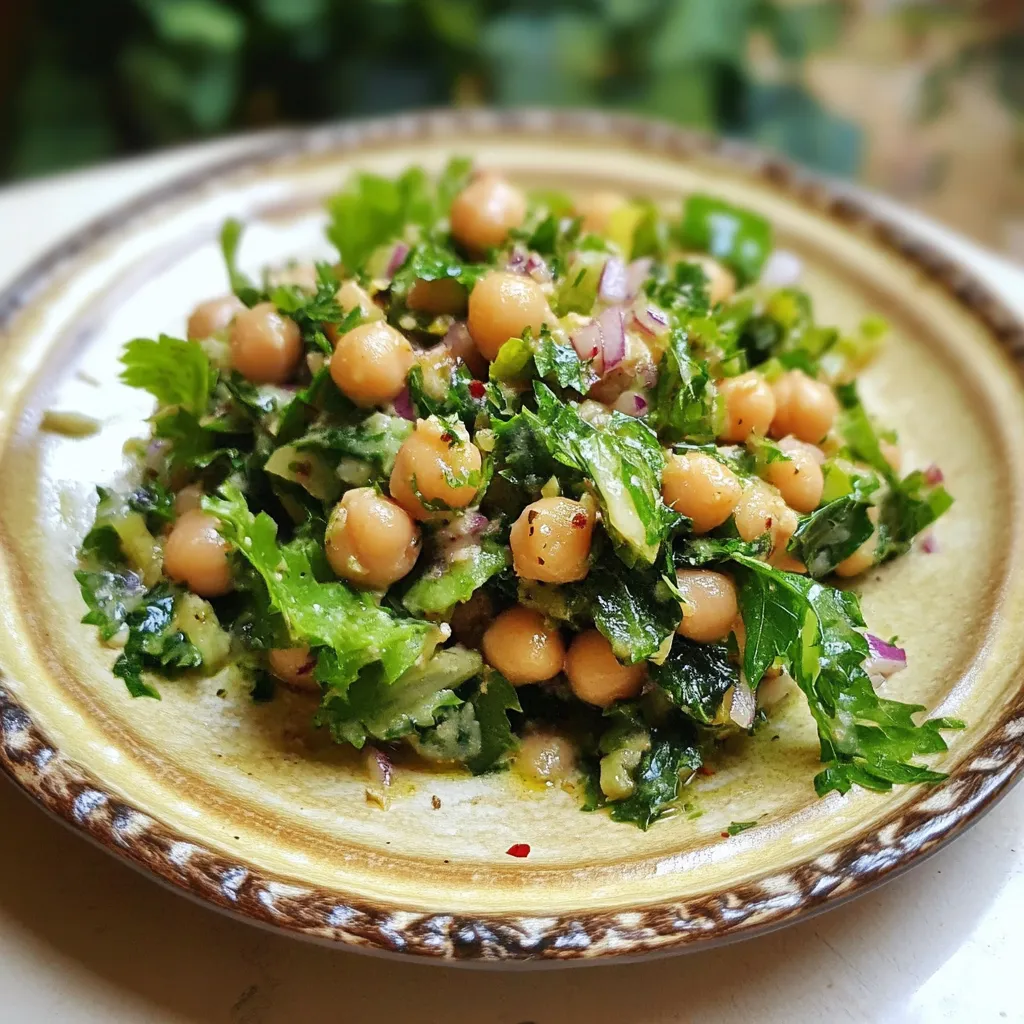 Israeli Chickpea Salad with Mustard Greens